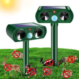 2 Pack Solar Ultrasonic Animal Repeller Outdoor, Cat Deer Repellent Devices with Motion Sensor, IP65 Waterproof Animal Deterrent Devices for Squirrels,Rabbits,Dogs,Raccoons,Skunks for Garden Yard Farm