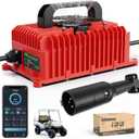 10L0L 15 Amp Golf Cart Charger for Club Car DS Precedent 48 Volt, Golf Cart Battery Charger Fit for Lead Acid, Lithium, Maintenance-Free Battery with Upgraded 3-Pin Round Plug, Support APP Bluetooth (Red)