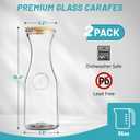 Glass Carafe with Bamboo Lid, Round 35 Oz Beverage Dispensers Carafe, Mimosa Bar Supplies, Clear Glass Pitcher with Name Labels for Iced Tea, Coffee, Juice(Set of 2)