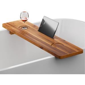 Tinamo Acacia Bathtub Caddy Tray Table | 35x9 Inch Large Bath Tub Wooden | Anti-Tipping, Sustainable Tub Tray for Bath tub | Bath-tub Accessories Holders for Bath-tub (Acacia, 35" x 9" x 2.5")