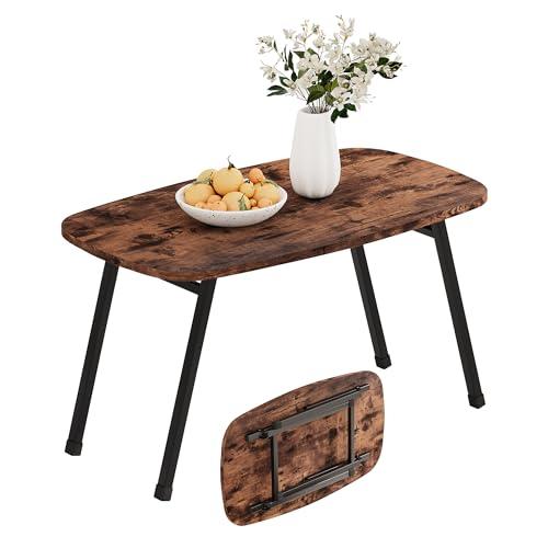 MUZERUL Folding Coffee Table,Modern Foldable Coffee Tables for Small Spaces,Rectangular Mid Century Low Floor Table,Tea Table,Sofa Side Table for Living Room, Home, Office,Easy Assembly,Brown