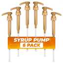 6-Pack Coffee Syrup Pump Dispenser - 11.54" Coffee Syrup Pumps for Coffee Bar, Fits Various 25.4 oz Bottles (750ml), Durable and Easy to Clean, Leak-Resistant Design, for Home & Commercial Use