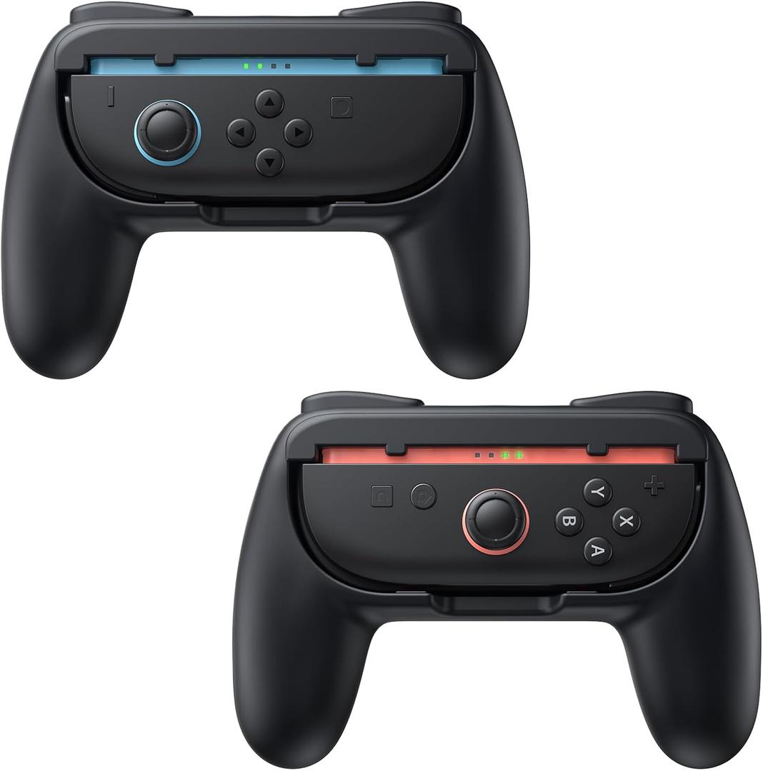 FASTSNAIL Grips for Nintendo Switch 2 (2025) for Joy-Con 2, Wear-Resistant & Anti-Slip Switch2 Controllers Grips Handle Kit, Switch Holder Accessories for JoyCon 2 (Black Black)