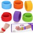 6 PCS Fidget Slap Bracelets Toys for Kids Adults Textured Silicone Bracelet Sensory Toys for Autism Anxiety ADHD Calm Down Corner (Multicolor 1, 6 Pcs)