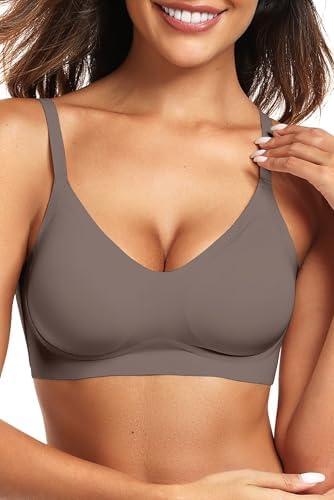Vertvie Womens Seamless Bra No Underwire Comfort Push Up Bras Buttery Soft Wireless Bralette Full Coverage Sport Everyday Bra, Medium Size