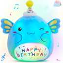 Light up Musical Happy Birthday Axolotl Plush Pillow,LED Stuffed Animals,Blue Axolotl Glowing Plush Toy,Light-up Singing Plush Birthday Gift for Toddler Boys Girls,14''