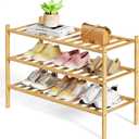 Kitsure Bamboo Wooden Shoe Rack for Closet - Stackable Shoe Organizer with Modular Structure, Space-Saving Shoe Shelf for Entryway, Living Room, Bedroom, 26.8" x 11" x 18.9", Natural