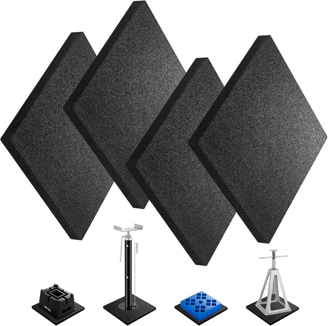 BOYISEN RV Stabilizer Jack Pads Rubber - Trailer Leveling Block Flex Pads Non-Slip W/Great for RV Camper Travel Trailer on Gravel Uneven Terrains (12" (4-Pack))