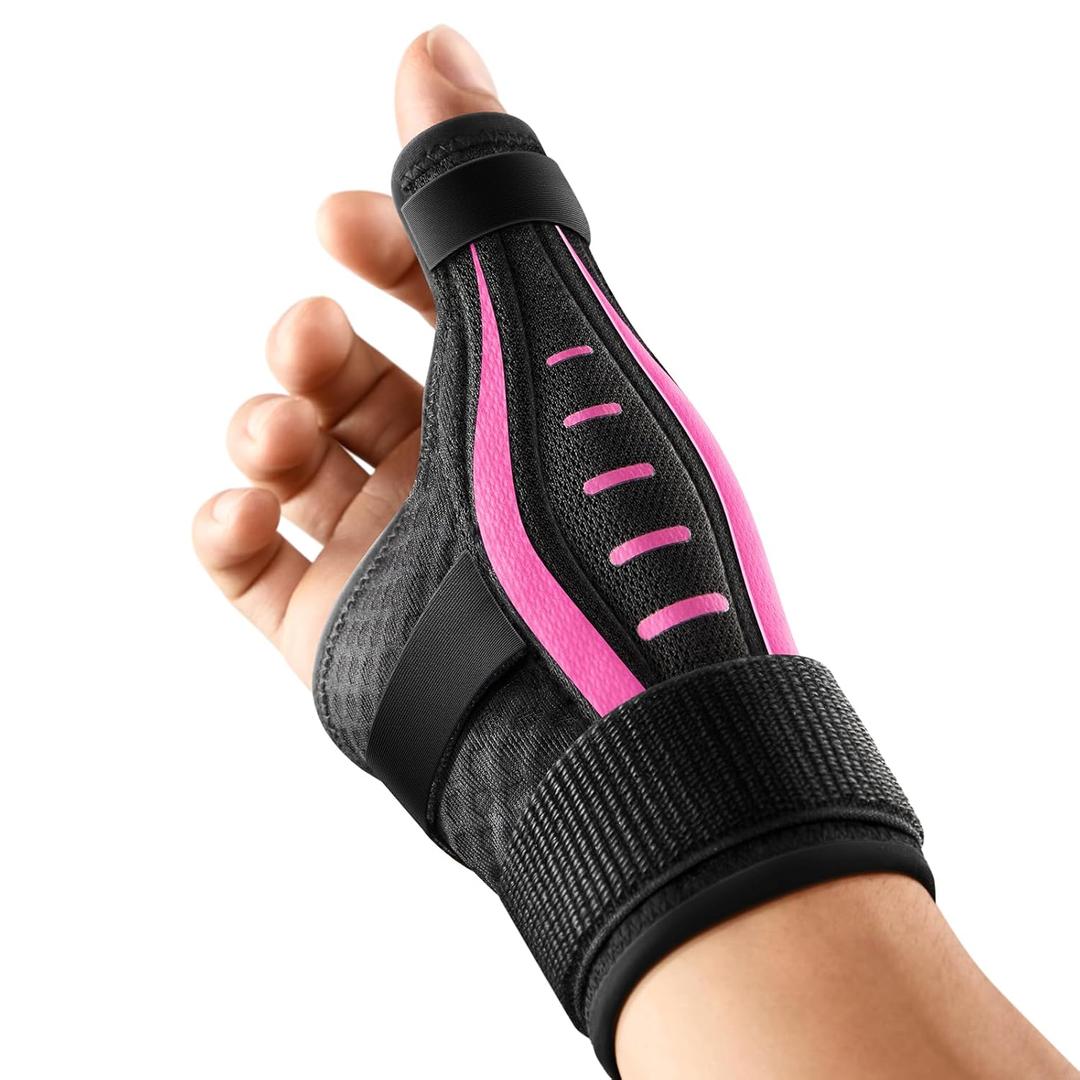 Thumb Brace Right/Left Hand, Thumb Spica Splint Hand Brace for Arthritis Pain and Support, Ergonomical Thumb Stabilizer for Trigger Thumb, CMC, De Quervains Tenosynovitis Pain Relief(Pink/Black, L- Fit both hands)