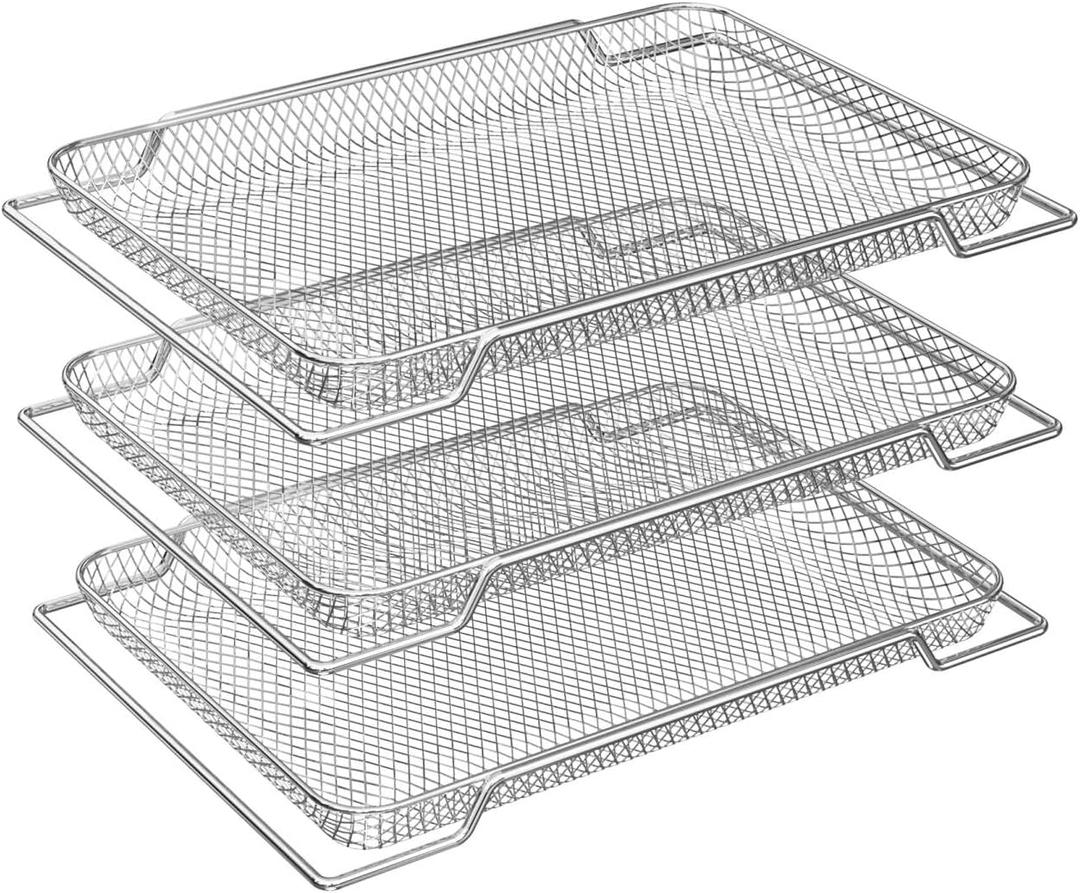 Onlyfire Air Fryer Basket for Oven, 16.5"x11.6" Stainless Steel Mesh Baskets Acessories Tray for Breville Smart Oven Air Fryer Pro, 3pcs Air Fryer Accessories for Healthier Frying, Cooking and Baking