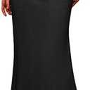 ELLEVEN Linen Flared Maxi Skirt with Back Slit - Elastic Waist Drawstring Long Flowy Ankle-Length Skirt, Size: XL