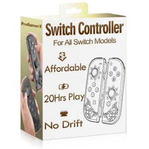 LR Controller Replacement,Wireless Pro Controller with No Drift Joystick,Dual Vibration, Motion Control,Wake-Up,Screenshot,Ergonomic Grip,work with SW,OLED,Lite,Best Value Alternative (Grey)