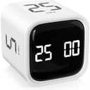 Rotating Pomodoro Timer 5, 25, 10 50 Minutes Preset, Desk Productivity Timer w/Gravity Sensor, Cube Timer for ADHD, Vibration/High/Low Volume/Custom Modes, for Work, Study, Back to School, White