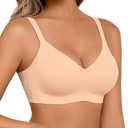 Avidlove Womens Wireless Bras Lace Seamless Bras Padded Full Coverage Bralette Comfortable V Neck T Shirt Everyday Bra, XXL B2