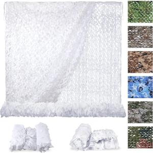 Sposuit Camo Netting - Camouflage Net 10x20 20x20 10x10 5x10 5x20, Military Camo Netting for Hunting Bulk Roll, Camo Tarp Sunshade Net for Party Decorations, Sunshade, Camping Ghillie Netting (10ft x 10ft(3M x 3M), White)