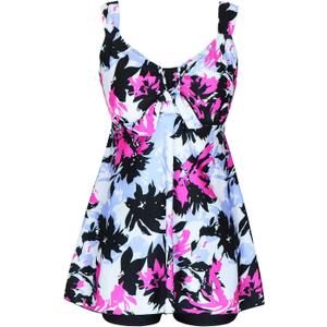 DANIFY Plus Size Swimsuit for Women Tankini Swimdress Tummy Control Swimwear Two Piece Bathing Suit with Shorts (14, Hs18)