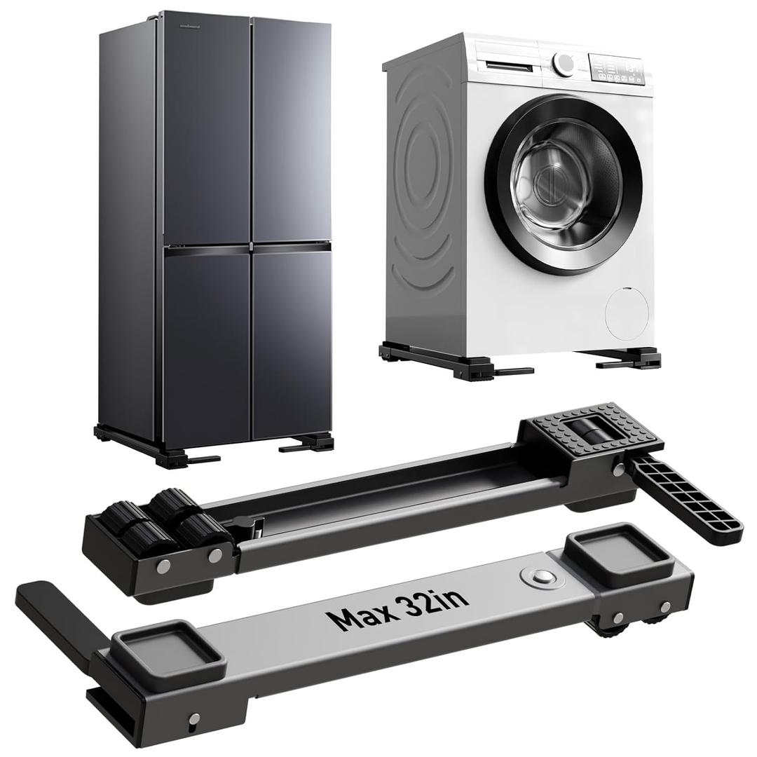 Appliance Rollers Heavy Duty,20''-32''in Extendable Appliance Sliders,Liftable Anti Slip Mobile Washing Machine Base,Easily Move Washer and Dryer Machines,Refrigerators,Furniture-Grey