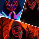 2 x Led Light Up Scary Mask El Wire Mask for Halloween 3 Lighting Modes for Aldult Teens (One Size, Red)