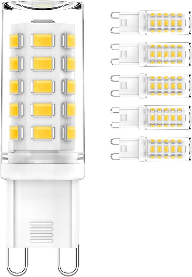 G9 LED Bulb 4W, 40W Halogen Equivalent, Non-dimmable, 450LM, 4000K Neutral White,Flicker Free 360 Beam Angle Energy Saving, No Flicker, 120V, Chandelier Lighting, Ceramic Base (6 Pack)