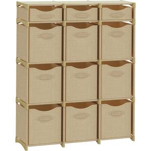 Cube Storage Organizer with Storage Bins Included - The Perfect Closet Organizers and Storage Solution. Includes 12 Storage Cubes, Great For Toy Storage, Closet Storage, Clothes Storage (Beige)