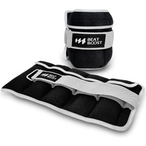 Adjustable Ankle Wrist Weights for Women Men A Pair of 10 Lbs BeatBoost Arm Leg Weight Straps for Walking Pilates Exercise Workout Gym Aerobics Black