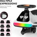 Umatoll 12V Electric Wiggle Car for Kids, Birthday Gifts Toy for Age 3+ | LED Expression Display, 2 in 1 Electric & Manual Riding Modes, RGB Lights, Bluetooth, 2 Speeds, Rechargeable Battery, Medium