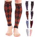 Doc Miller Calf Compression Sleeve  Footless Socks for Women & Men, 20-30mmHg, Shin Splint & Leg Cramp Support, Varicose Veins, Knee High, 1 Pair (X-Large, Orange. Black)