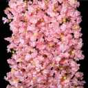 Jutom 8 Pcs 47.2 ft Cherry Blossom Flower Garland with String Light Artificial Hanging Silk Pink Flower Vines Garland for Wedding Bedroom Spring Home Party Kawaii Japanese Decor