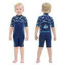 Goldfin Kids Wetsuit for Boys Girls, 3mm Shorty Wetsuits Neoprene Front Zip Wet Suits for Water Sports Surfing Swimming Snorkeling Diving Blue Size 4
