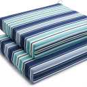 Basic Beyond Outdoor Chair Cushions Set of 2, Square Corner Outdoor Cushions for Patio Furniture, Water Resistant Patio Chair Cushions with 2 Ties, 18.5x16x3, Pinstriped Blue