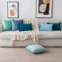 EMEMA Pack of 2 Velvet Pillow Covers Decorative Square Pillowcase Soft Solid Cushion Case for Sofa Bedroom Car 16x16 Inch Light Blue