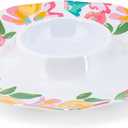 Mary Square Garden Party Pink Floral 15 inch Melamine Serving Dining Chip and Dip Serving Set For Entertaining Parties Gift Bundle Set of 2