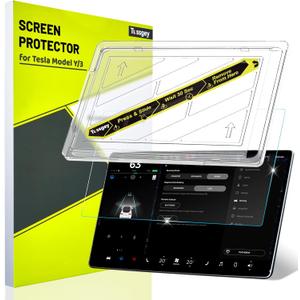 New Version Tesla Model Y/3 Screen Protector Accessories MatteNo More Glare! Anti FingerprintPremium Tempered Glass Screen Protector with Alignment Kit for Model Y(2024-2020) Model 3(2023-2017)