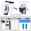 Plubedo Cordless Window Vacuum Squeegee with Extension Pole Electric Window Cleaner Tool 11 inchs Electric Window Vacuum Shower Squeegee for Shower Door, High Window, Tile and Car Windshield