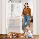 65' Extra Tall Baby Gate Retractable Pet Gate Indoor/Outdoor, 55' Wide, White, PVC Mesh, Wall Mount