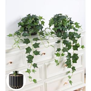 Fake Plants 2Pcs Faux Ivy Plants Potted Indoor Artificial Hanging Plants Realistic Hanging Fake Greenery Table Desk Bathroom Office Bedroom Living Room Shelf Modern Farmhouse Decor Intdoor
