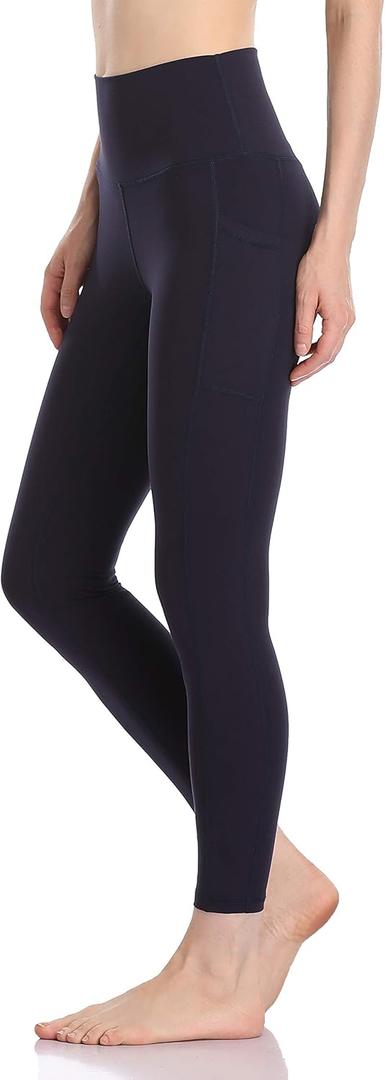 Colorfulkoala Women's High Waisted Yoga Pants 7/8 Length Leggings with Pockets (Medium, Navy)