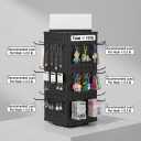 QWORK Rotating Metal Pegboard Display Stand 4-Sided Spinner with 24 Hooks for Jewelry, Craft & Retail Use