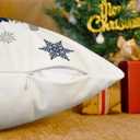 CaliTime Christmas Throw Pillow Covers Decorative 18 X 18 Inches Set of 4 Cozy Fleece Trees Deers Car Snowflakes Cushion Cases for Couch Sofa Bed Living Room Farmhouse Navy Blue