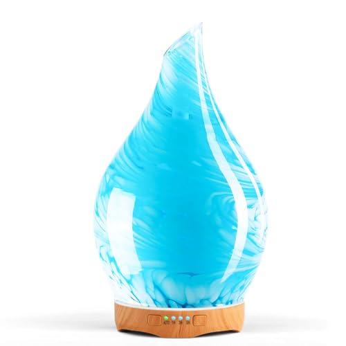 Porseme 280ml Essential Oil Diffuser Glass Color Changing Aroma Air Diffusers Aromatherapy Ultrasonic Cool Mist Humidifier 7 Running Hours Waterless Auto-off for Sleeping, Yoga, Office, Spa(Blue Wave)