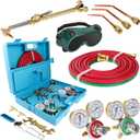 Oxygen Acetylene Torch Kit, Cutting Torch and Welding Kit, Oxy Gas Welding Cutting Brazing Set, Gas Welding Kit, Portable Oxy Acetylene Torch Welder, With Nozzles, Regulator, Hose Gauges, Blue Case