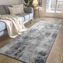 Ompaa Runner Rug for Hallways Kitchen Runner Rug Non Slip 2'6''x8' Washable Grey Long Runner Rugs with Rubber Backing Soft Abstract Carpet Runner for Entryway, Kitchen, Bedroom, Bathroom