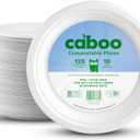 Caboo Disposable Bamboo Paper Plates, 125 Pack of 10 Inch Sturdy Biodegradable Plates, Compostable Plate, Microwave Safe Party Plate, Eco Friendly Alternative to Plastic
