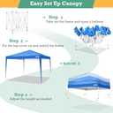COBIZI 10x10 Ez Pop Up Canopy Tent, UPF 50+ Waterproof Outdoor Canopy, Instant Portable Camping Canopies Gazebo for Commercial Sun Shade Party Backyard with 4 Sandbags(Blue)