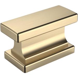 Amerdeco 10 Pack Gold Cabinet Knobs 1.46 Inch(37mm) Single Hole Cabinet Handles Rectangle Dresser Knobs Brushed Brass Drawer Knobs and Pulls for Bathroom Cabinets