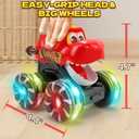 Intoypad 3 Pack Dinosaur Car Toys for Kids Toddlers, Light up Wheels Monster Truck Toys for Boys 2 3 4 5 6 7 8 Years Old Christmas Birthady Gifts Press & Go Dino Trucks Toy for Toddler Boy Baby, 4.7 x 9.8 x 4.7 inches