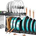 Expandable Pots and Pans Organizer Under Cabinet, Adjustable Divider Pot Lid Holder for Kitchen Organization and Storage, Pan Lid Rack Organizer Inside Cabinet for Cookware, Bakeware