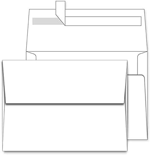 A7 Printable White Envelopes 5x7 100 Pack Quick Self Seal, for 5x7 Cards Perfect for Weddings, Invitations, Photos, Graduation, Baby Shower 5.25 x 7.25 inches AZAZA