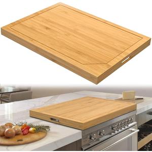 Stove Cover Board for Gas Stovetop, Noodle Board Stove Cover Bamboo Wood with Handles Electric Stove Cover for RV Stove Top, Cutting Board for Counter Space for Kitchen Stovetop