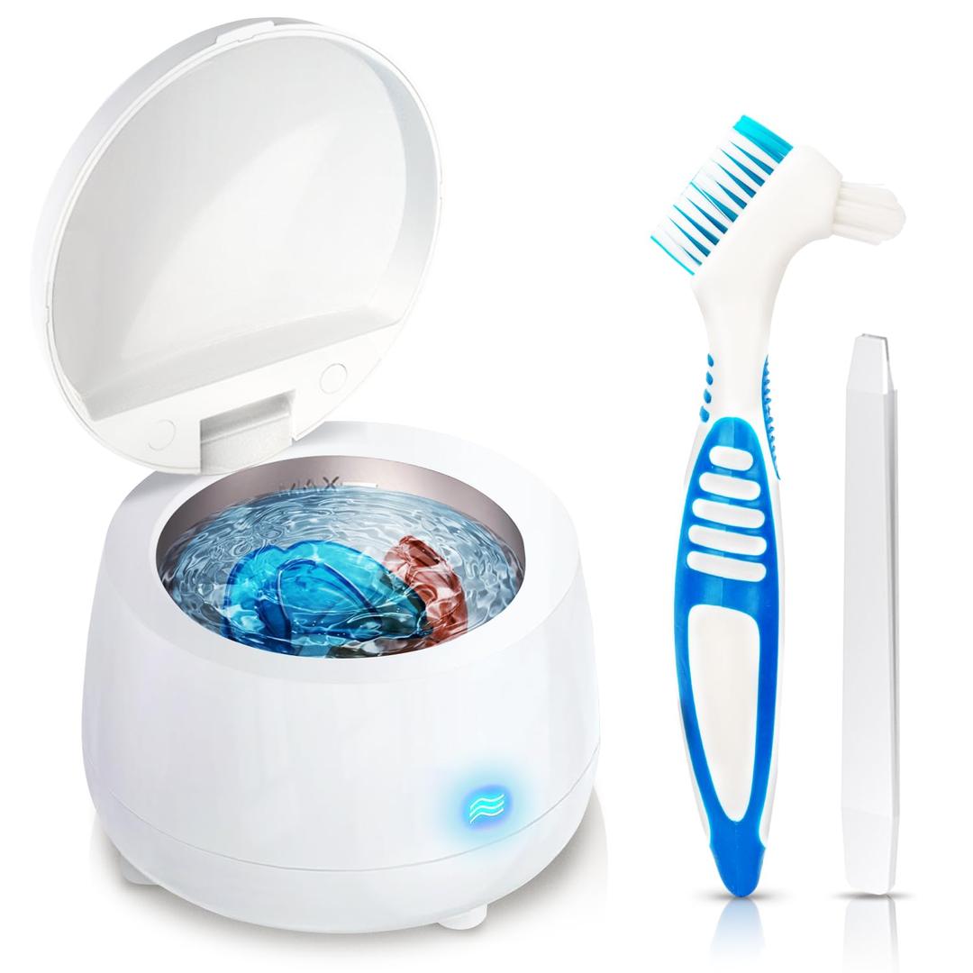 Hiwill Ultrasonic Cleaner Retainer Cleaning Machine - 43kHz Portable Ultra Sonic Dental Professional Mouth Guard,Aligner,Denture,Toothbrush Head,Jewelry for Home or Travel (Standard)